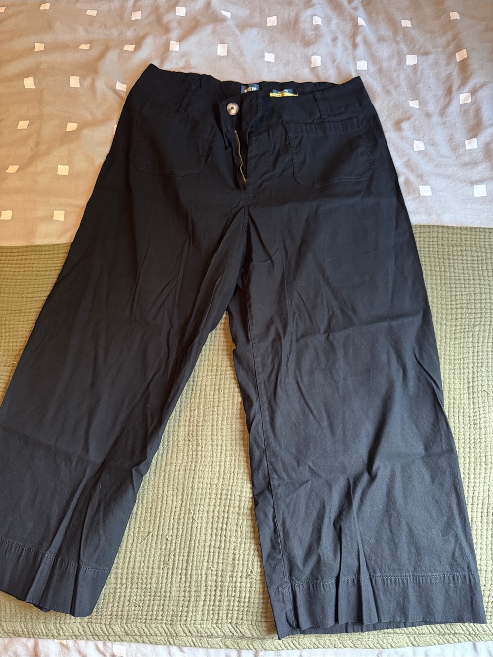 Maeve by Anthropologie Black Ankle-Length Wide Leg Pants